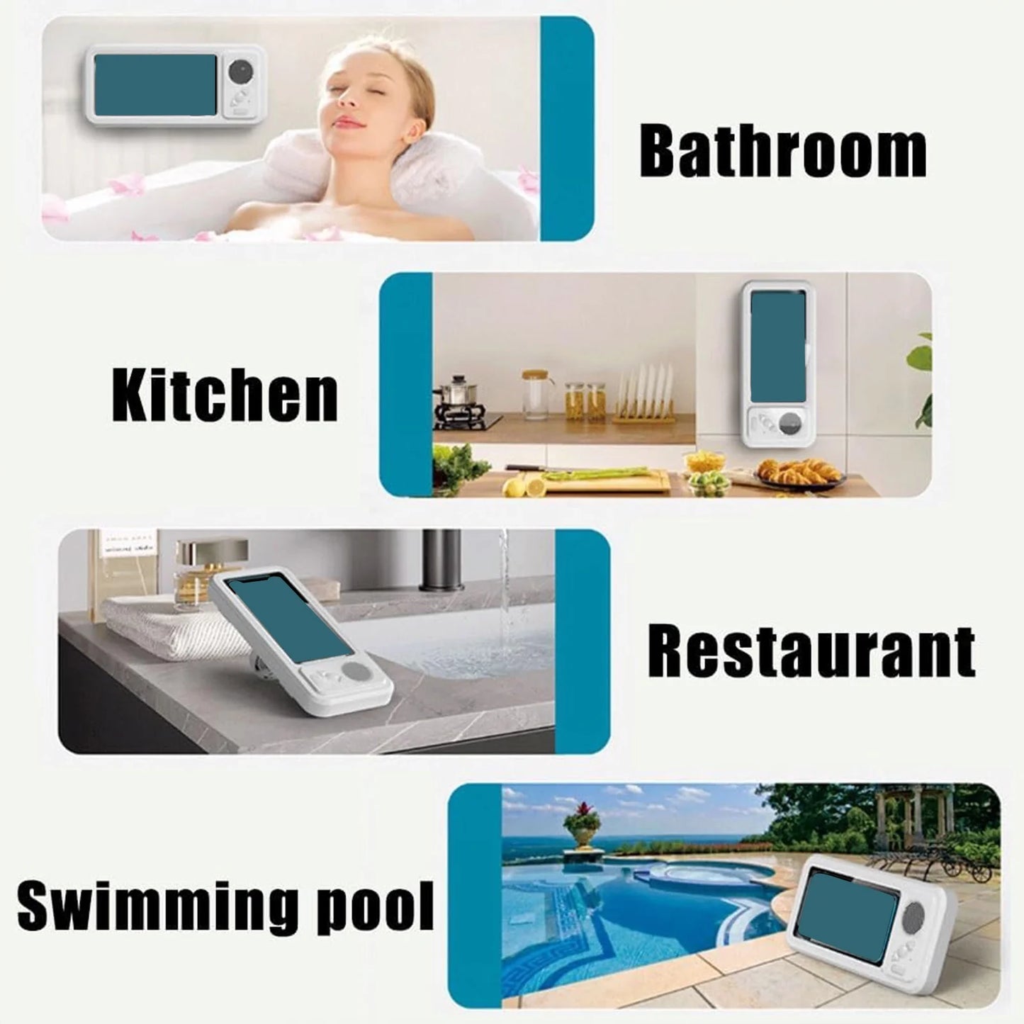 2025 Screen Touch Shower Phone Holder with Wireless Bluetooth Speaker, , 480 Rotation Wall Phones Mount Stand