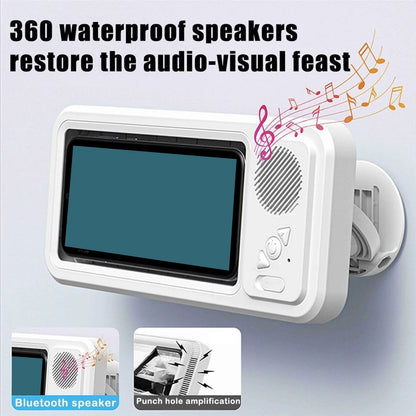 2025 Screen Touch Shower Phone Holder with Wireless Bluetooth Speaker, , 480 Rotation Wall Phones Mount Stand